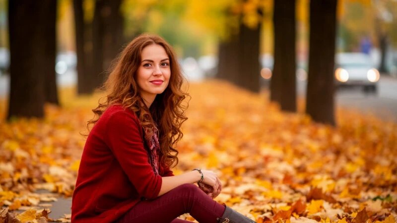     Девушка в листьях. Шедеврум