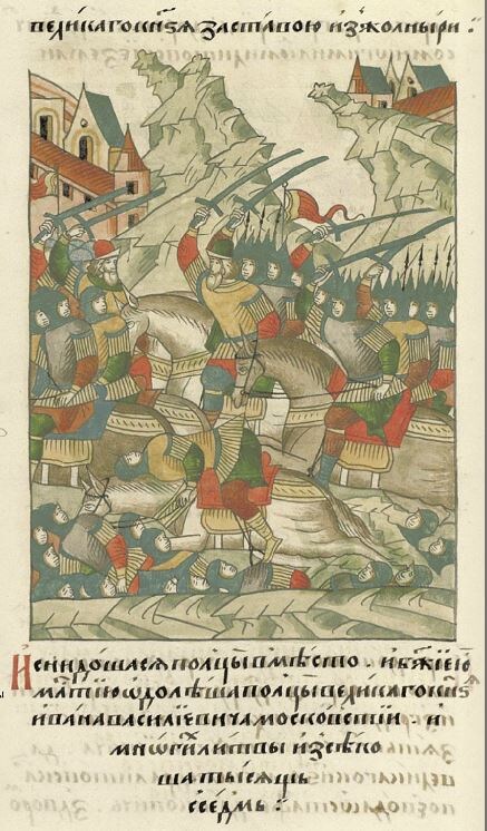 Битва под Мстиславлем 1501, миниатюра из Лицевого летописного свода