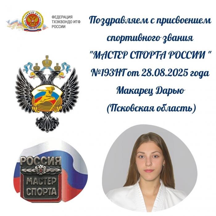 Двум тхэквондисткам из Псковской области присвоили звание мастера спорта России
Фото: Псковская областная федерация тхэквондо ИТФ