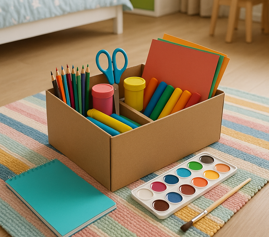 «Коробка скуки»: Заготовьте коробку с материалами для творчества (клей, карандаши, журналы, Lego), чтобы разжечь фантазию.