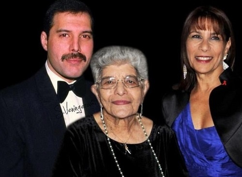 Фредди Меркьюри с мамой Джер Булсара и сестрой Кашмирой Булсара (Кук)