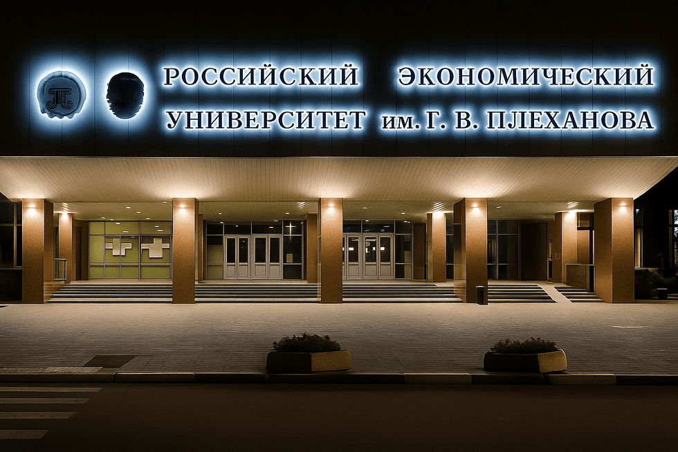 Кейс: Вывеска из нержавеющей стали с контражурной подсветкой для РЭУ им. Плеханова