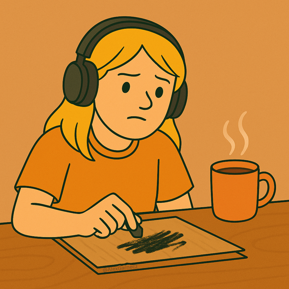 углем по куску картонной корбки