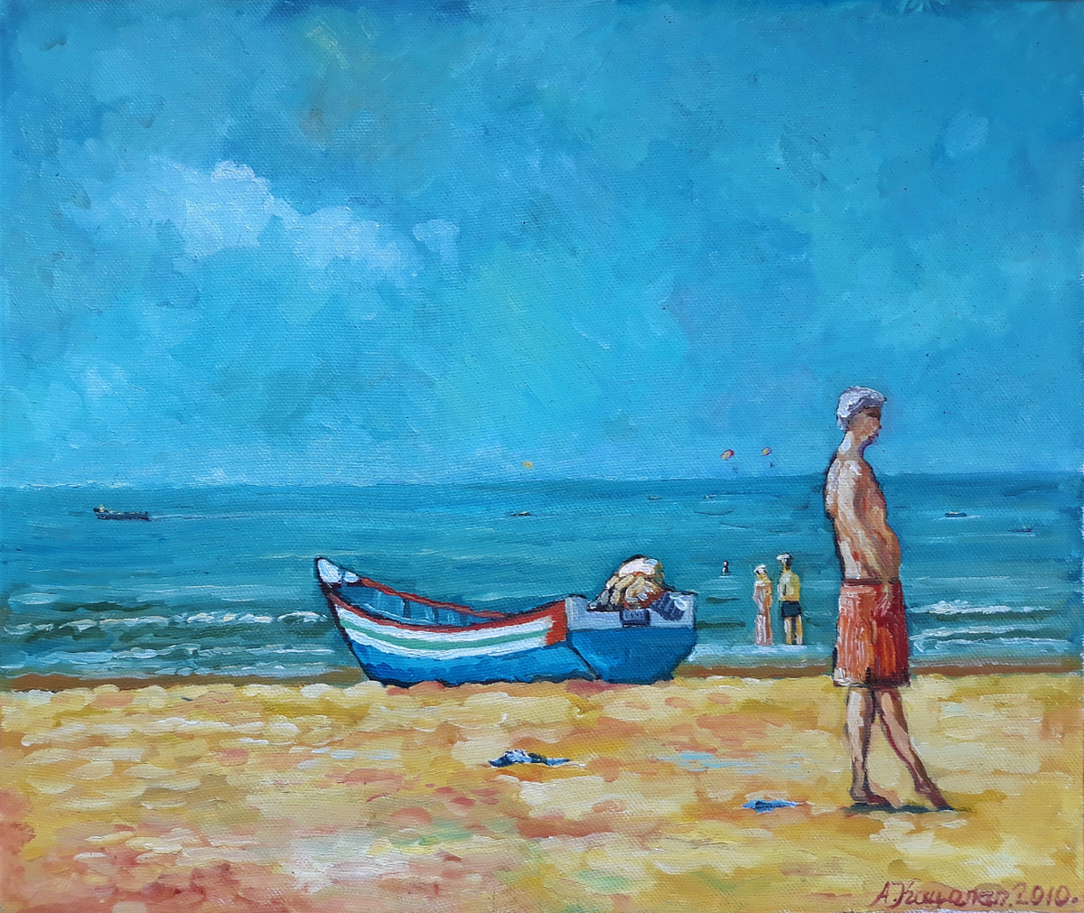 Гоа. Пляж Калангута. Александр Кацалап. Холст, масло. 55х65. 2010.