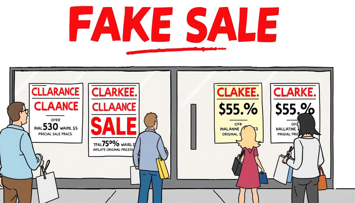    Иллюстрация мнимых распродаж и подделок