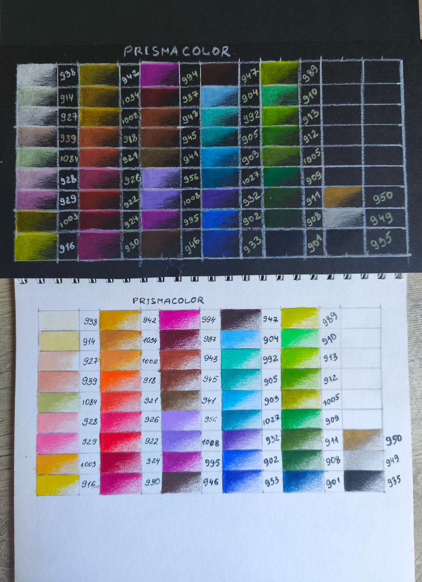   Пример выкраски цветных карандашей.