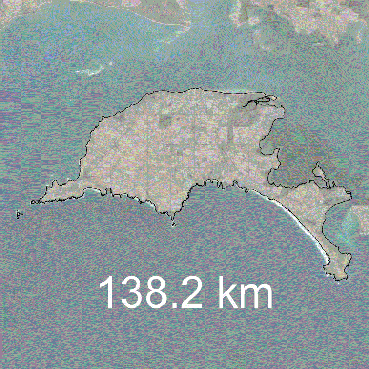 Пример парадокса береговой линии на острове Филлип, Виктория, Австралия.