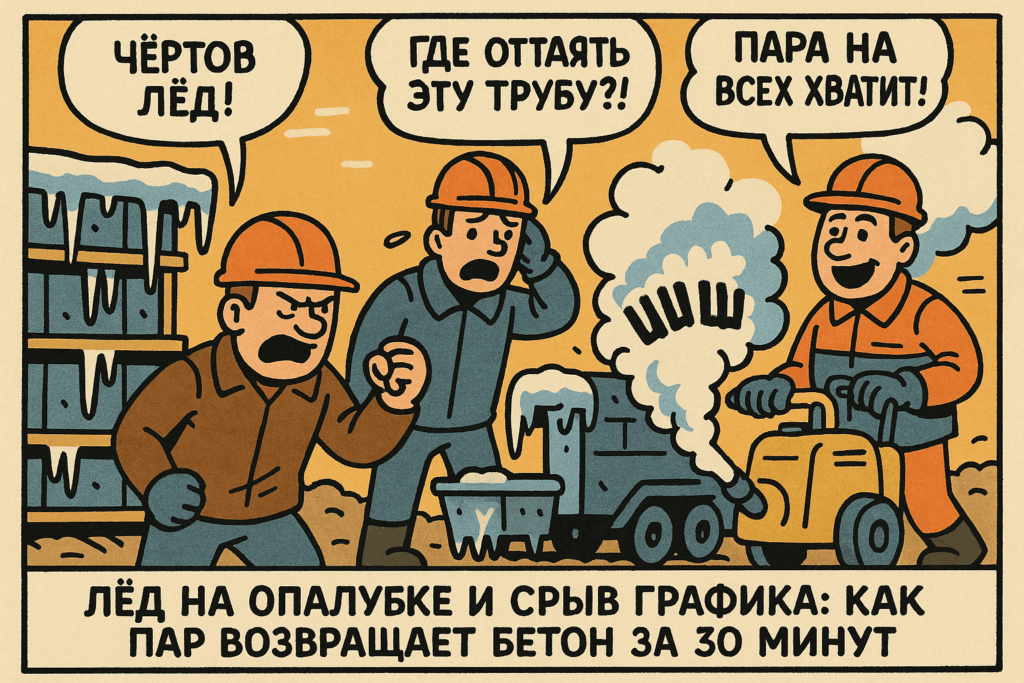    Паровая обработка бетона ускоряет процесс его застывания, минимизируя риск срыва графика.