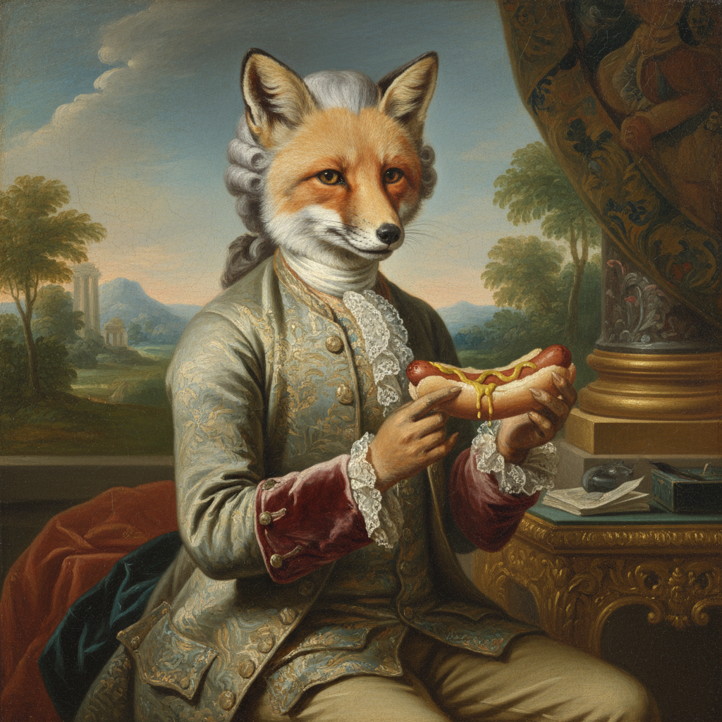 Аристократ-лиса с хот-догом