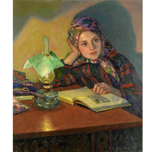 Николай Богданов-Бельский. Вдохновение. Холст, масло. 78 х 68.5. Частное собрание / Автор работы – Николай Петрович Богданов-Бельский (1868-1945).