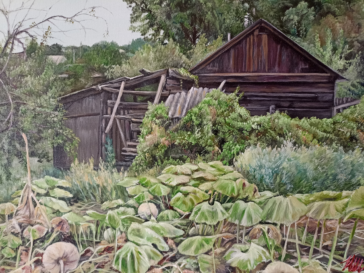 "Зреет тыква", Н. Швецова, масло/холст, 40*50см