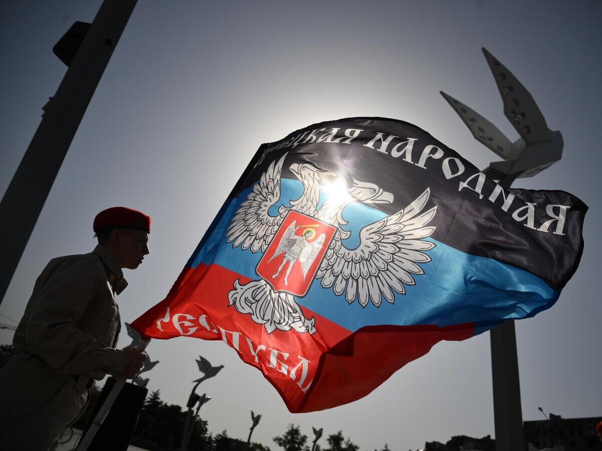    Поднятие флага ДНР в Донецке© РИА Новости / Илья Питалев
