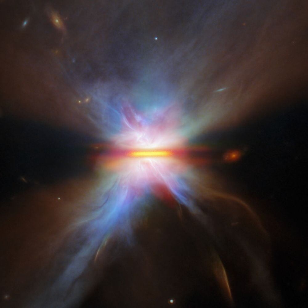 Изображение IRAS 04302, полученное с телескопа JWST. Диаметр диска составляет около 65 миллионов километров, что в несколько раз больше нашей Солнечной системы. Автор изображения: ESA/Webb, NASA & CSA, M. Villenave et al. ЛИЦЕНЗИЯ: CC BY 4.0 INT