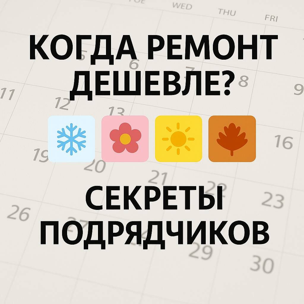 Кажется, ремонт - это всегда дорого. Но есть один нюанс, о котором знают только подрядчики: цена напрямую зависит от времени года. И если правильно выбрать момент, можно сэкономить сотни тысяч.