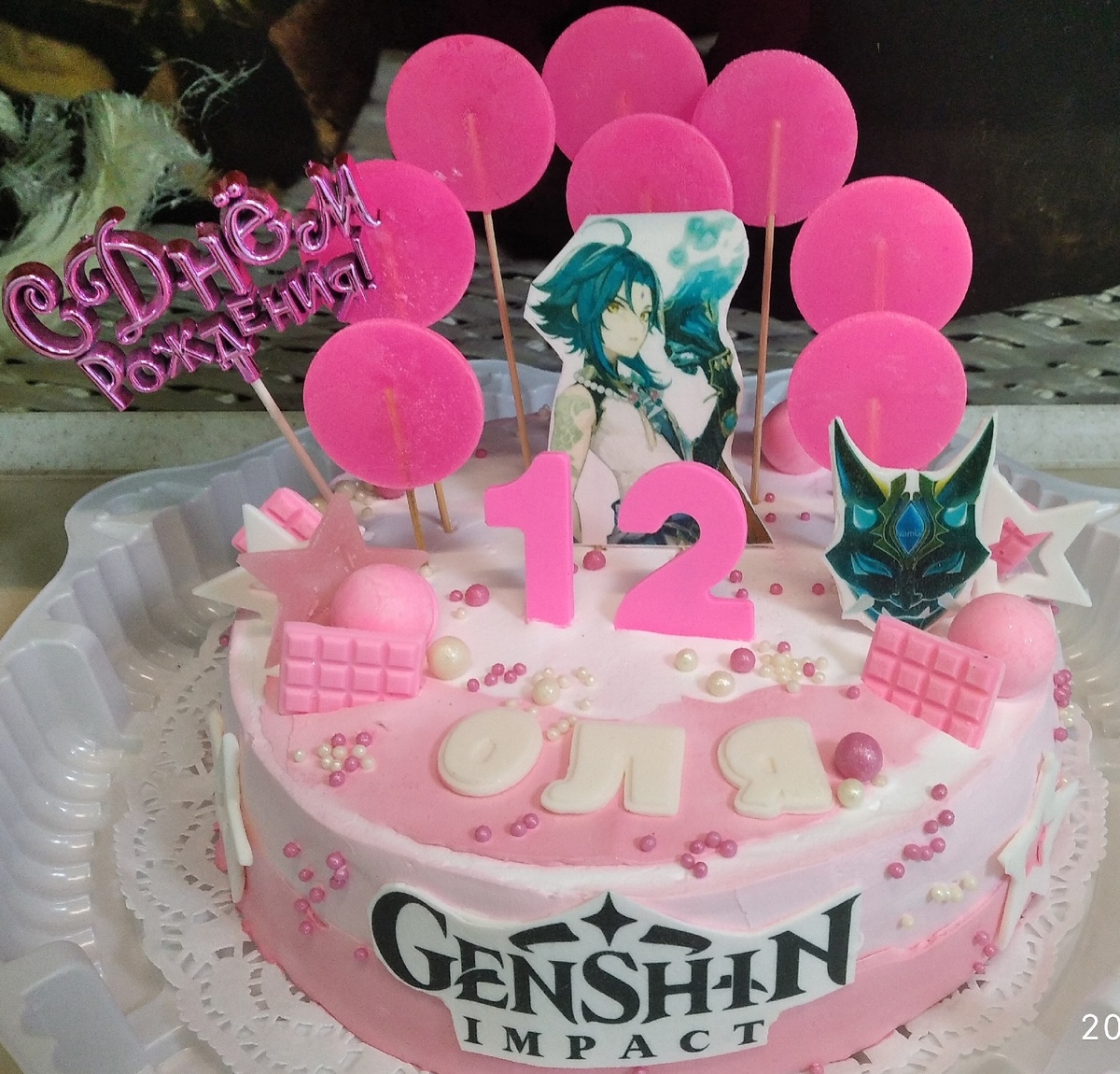 Наш именинный тортик с картинками из любимой игры дочки