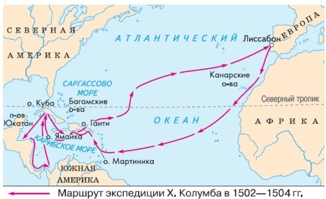 Маршрут экспедиции Х. Колумба (1502-04)