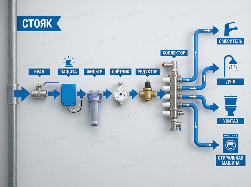 Схема движения воды