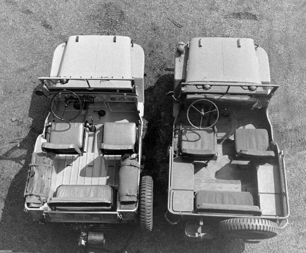 Сравнение CJ-2A и Willys MB. Разница не столь большая, но видна.
