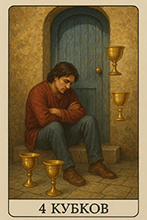 Карта Таро 4 кубков