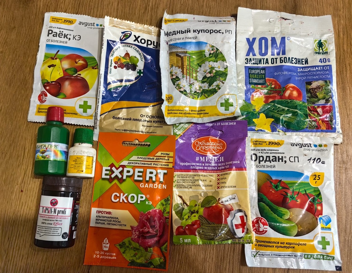 Некоторые химические фунгициды. Фото Натальи Мироновой