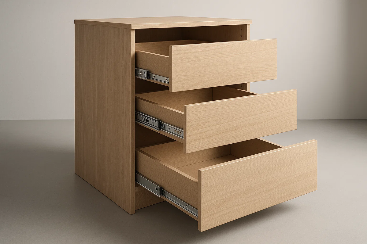 Типы выдвижных механизмов: от простых роликовых до премиальных систем скрытого монтажа