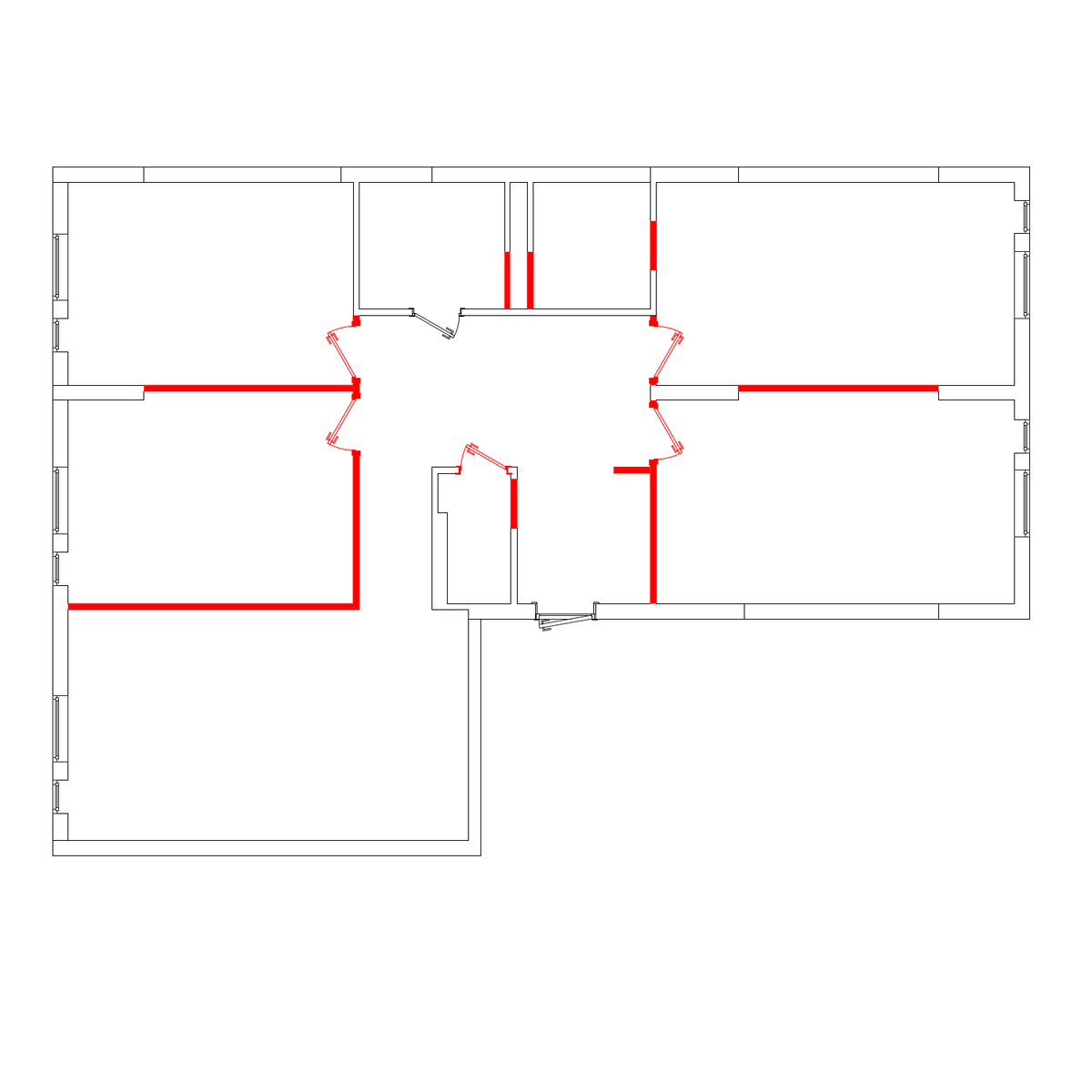 демонтаж. Оставлены только санузловые перегородки