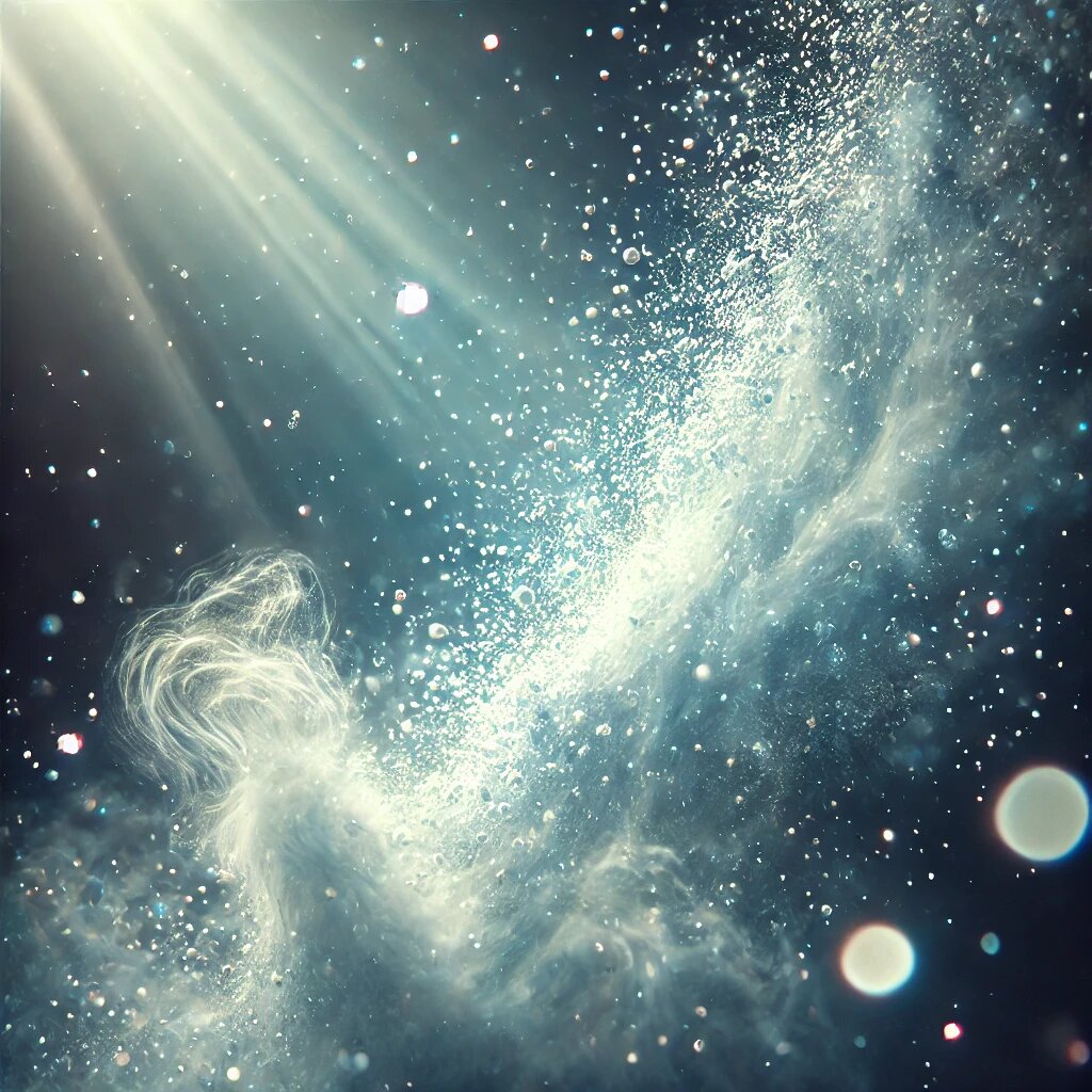 крупный план кометного хвоста, где частицы рассыпаются почти невидимо — как космические крошки