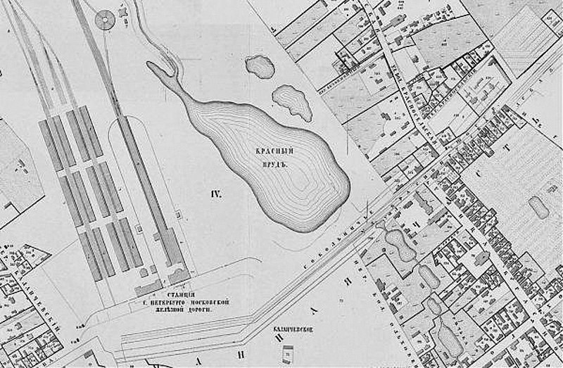 Красный пруд на дореволюционных картах