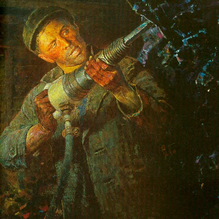 Алексей Григорьевич Стаханов во время работы