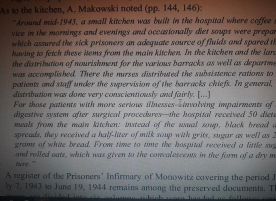 Из работы одного польского врача-узника в Аушвице, Антони Маковского, о диетической кухне для прооперированных больных.