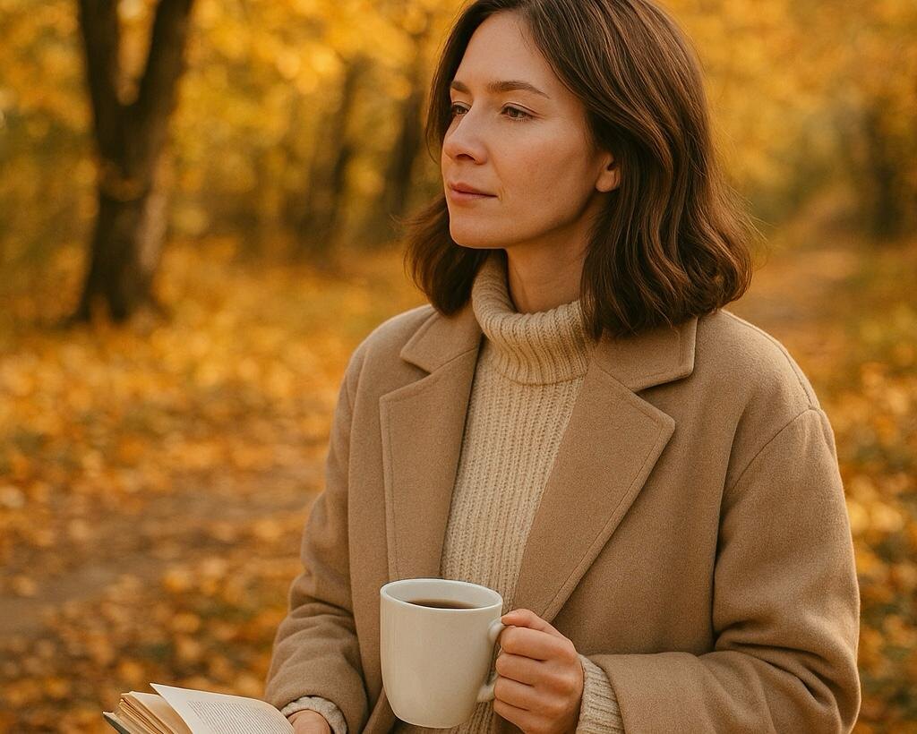 женщина в парке читает книгу