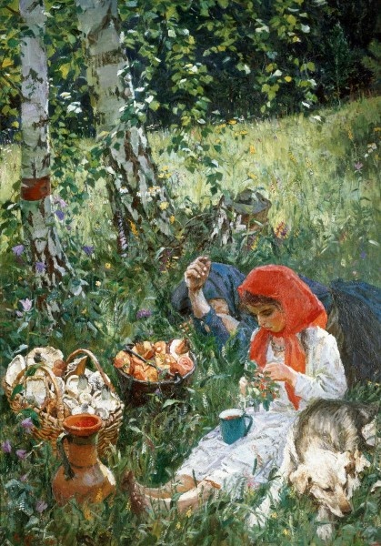 А. Пластов "Летом. Грибы", 1951