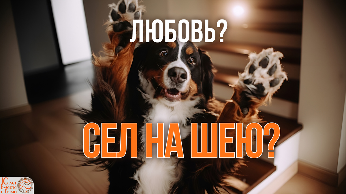 Это точно любовь? Или он уже просто сел вам на шею? | Бернский зенненхунд в восторге прыгает на хозяина. Обложка для статьи DogSelf о том, как отличить радость собаки от дурных манер | Изображение: DogSelf
