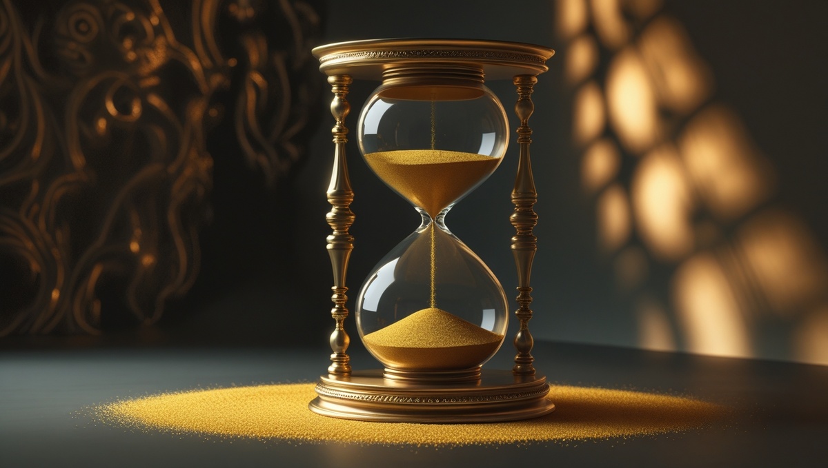 Изящные песочные часы, в которых песок утекает слишком быстро — символ ускользающей жизни.