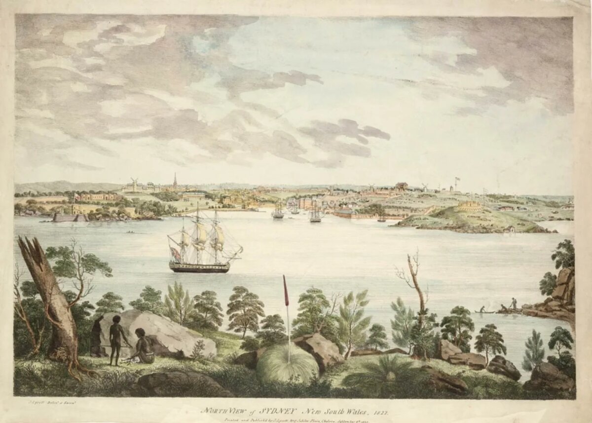 Вид на Сидней с северного побережья Порт Джексон, 1822 год