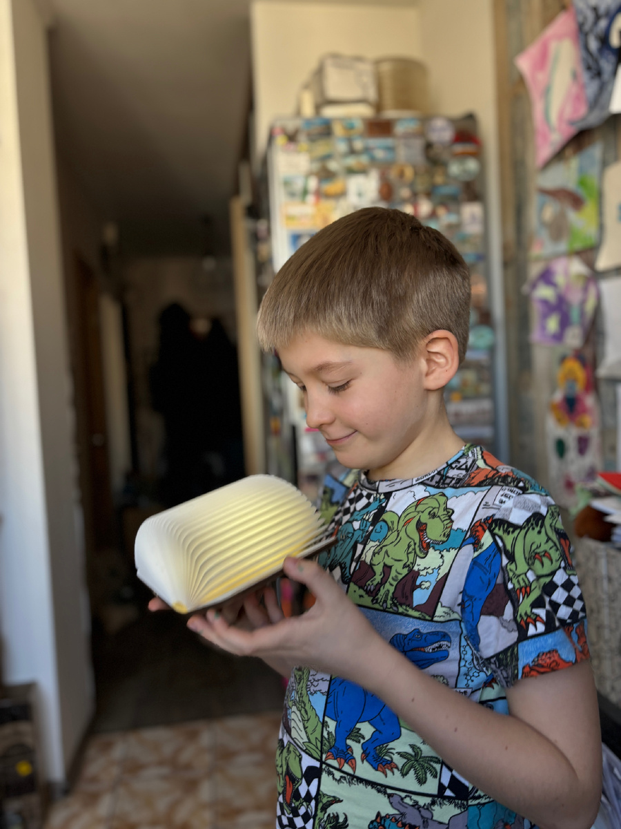 Фото автора. На восьмое марта старший сын подарил мне ночник в виде книги. Символично! Книга - это свет, даже если сначала приходится пробиваться сквозь мрак 