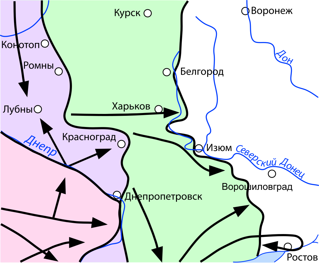 Карта боевых действий на Восточной Украине, осень 1941 года