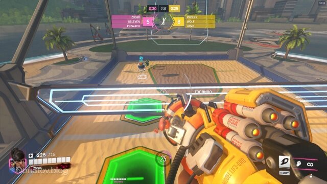    Пример игры за Фарру в режиме «Пляжный волейбол Уинстона»