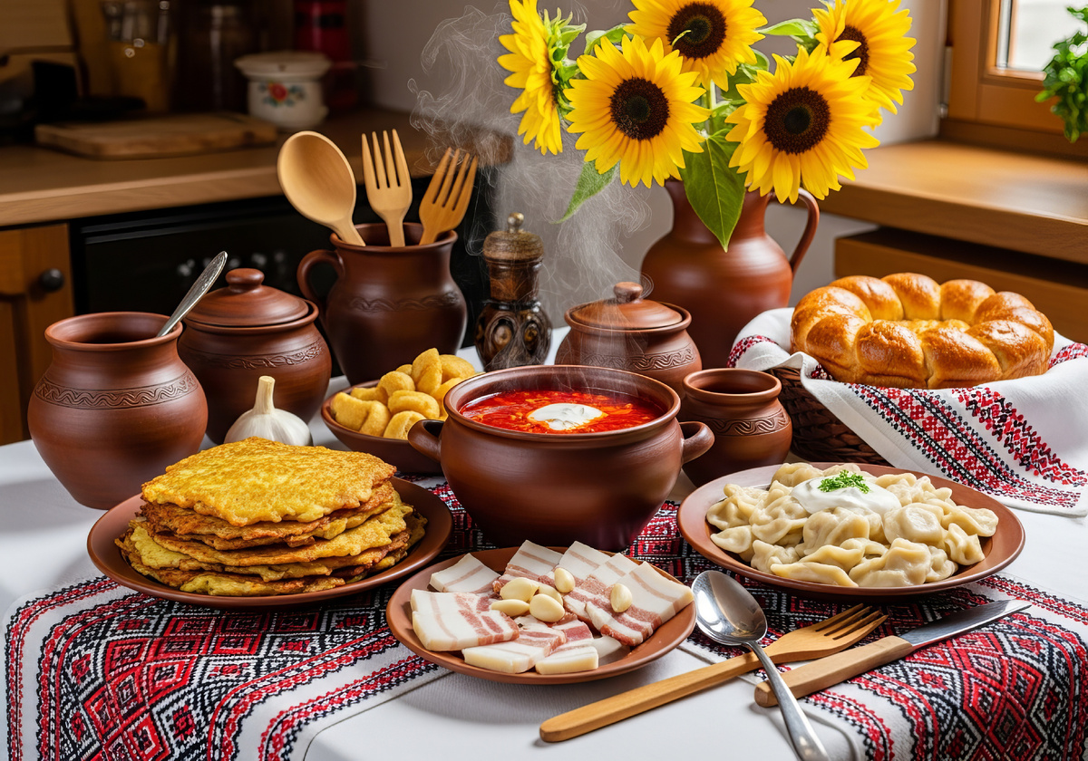 Блюда украинской кухни на столе