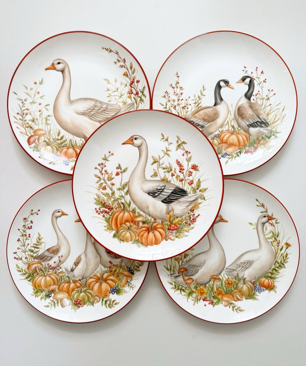 Моя стая. Диаметр тарелки 23 см, фарфор 