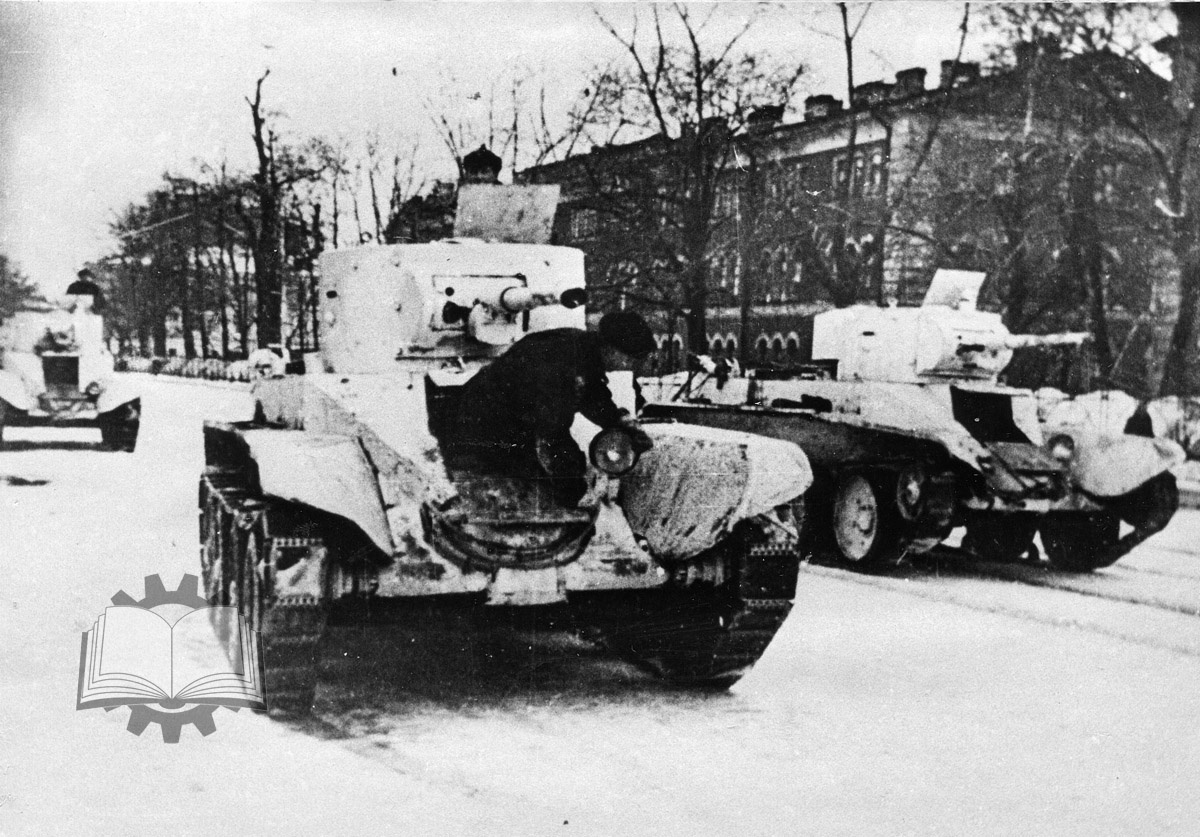 БТ-5 в роайоне Павловска, зима 1941 года.