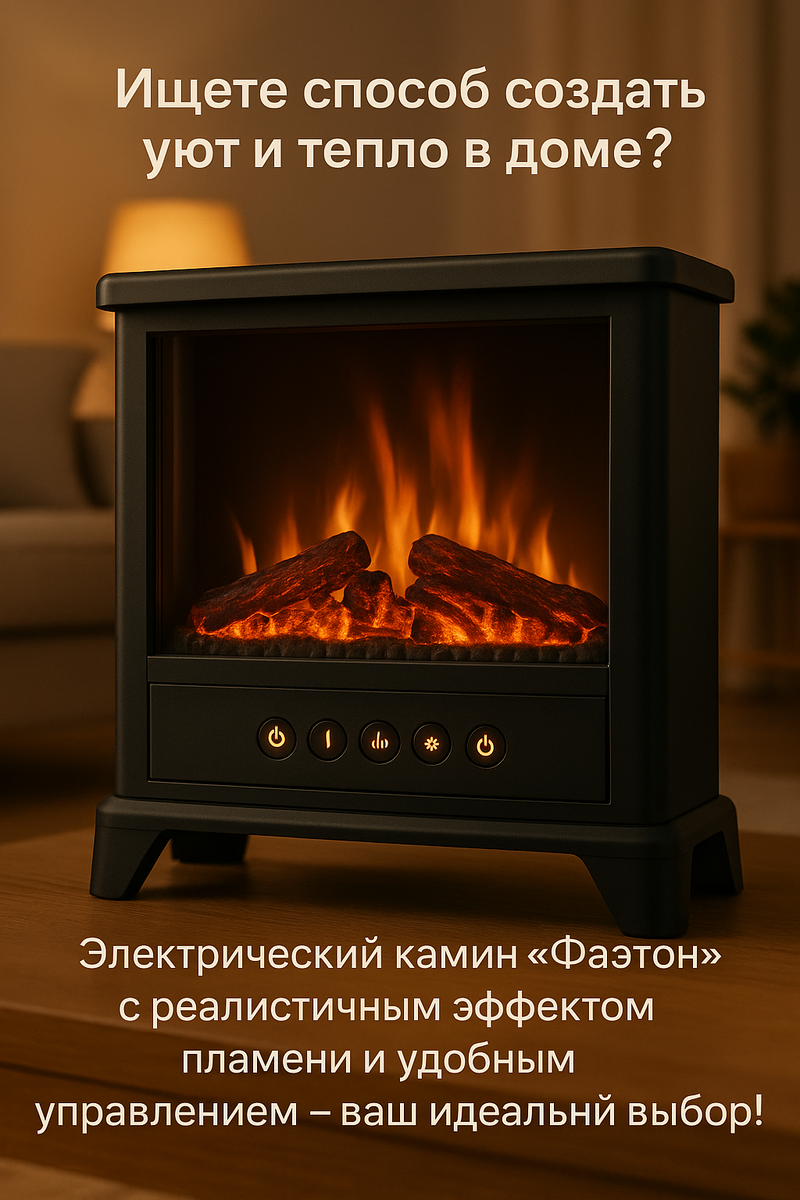    Электрический камин Фаэтон: как создать уют и стиль в вашем доме с помощью уникального дизайна и технологий обогрева Kamin
