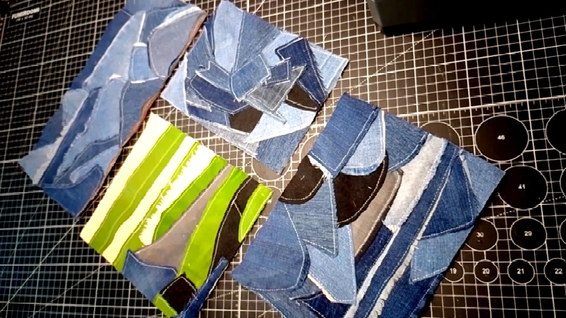В виде небольших полотен-заготовочек я храню свои джинсовые обрезки ☺️ А вы как храните самые маленькие джинсовые лоскутки?