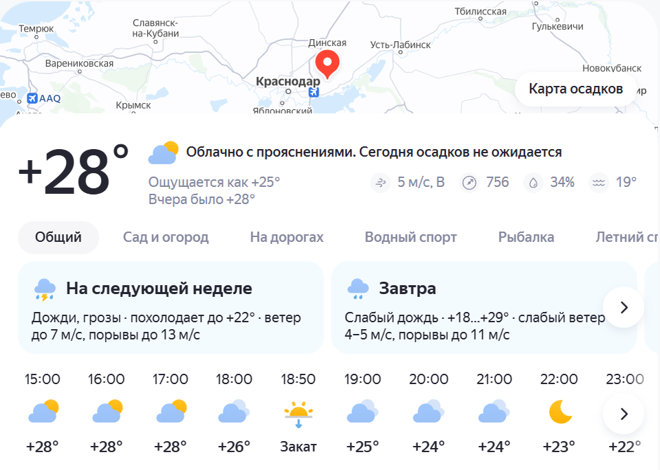 Скриншот с Яндекс.Погода