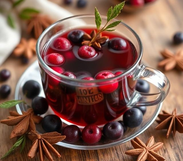 Чай с ягодами, мёдом и специями