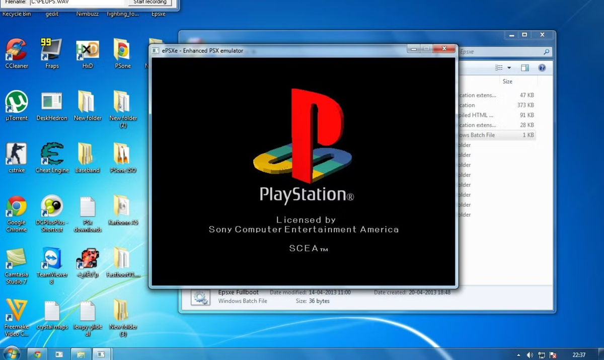 Эмулятор PlayStation 1 запущен на Windows 7