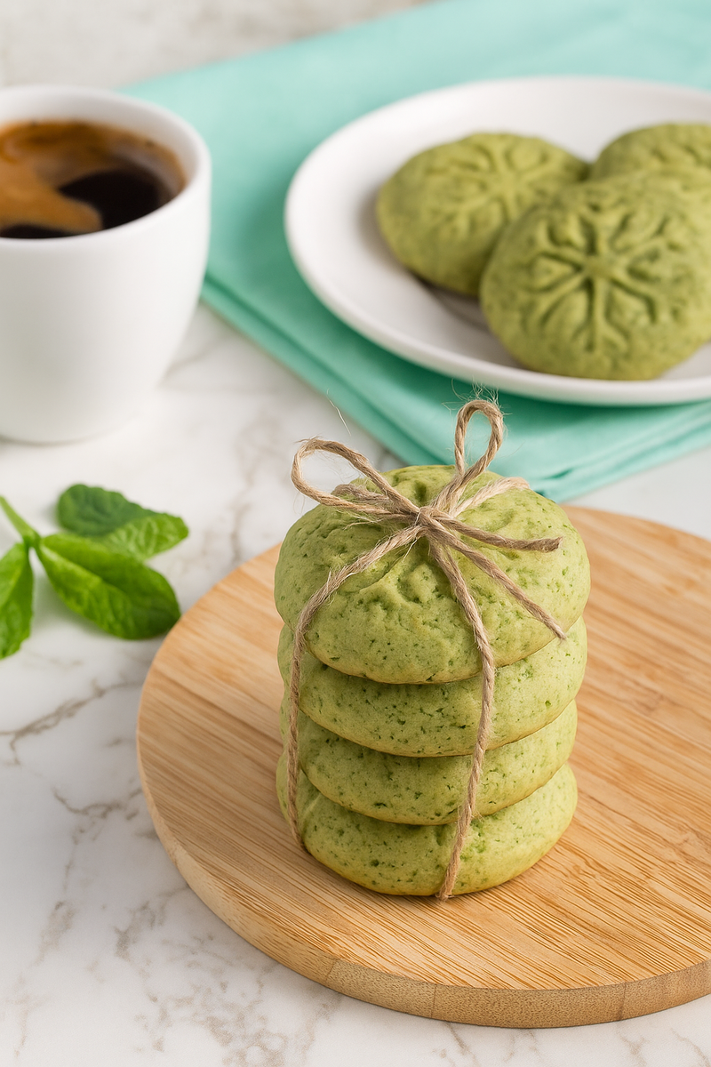 Миндальное печенье со шпинатом, мятой и цедрой