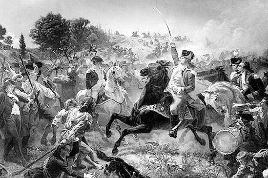 Джордж Вашингтон в сражении при Монмуте. Худ. Эммануэль Лойце (1857)