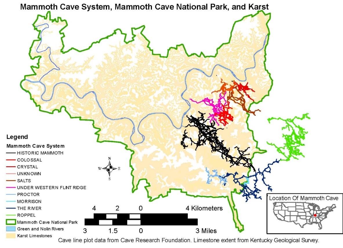 Рис. 2. Схема национального парка Мамонтова пещера.