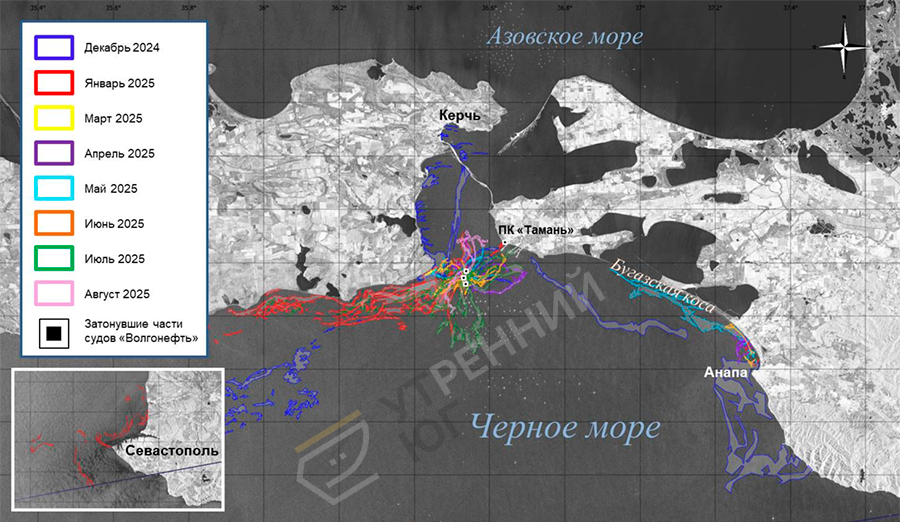 Институт океанологии РАН: Выбросы мазута в Черное море еще продолжаются и могут идти до конца 2025 года